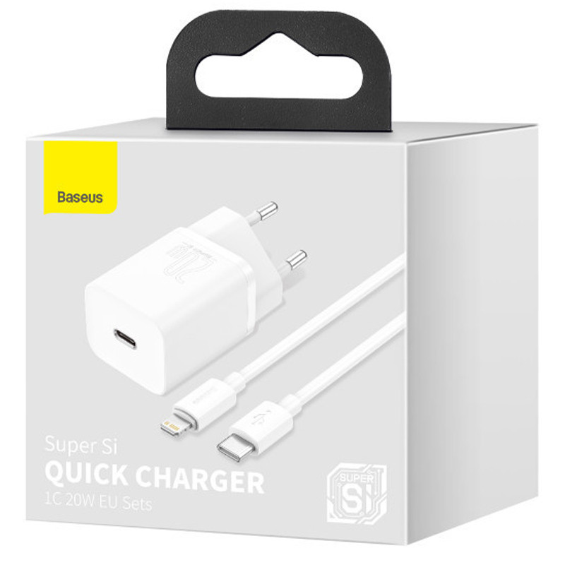 Мережевий зарядний пристрій Baseus Super Si Quick Charger PD20W (1USB-C) + кабель Type-C to Lightning (TZCCSUP-B) - Зображення 3