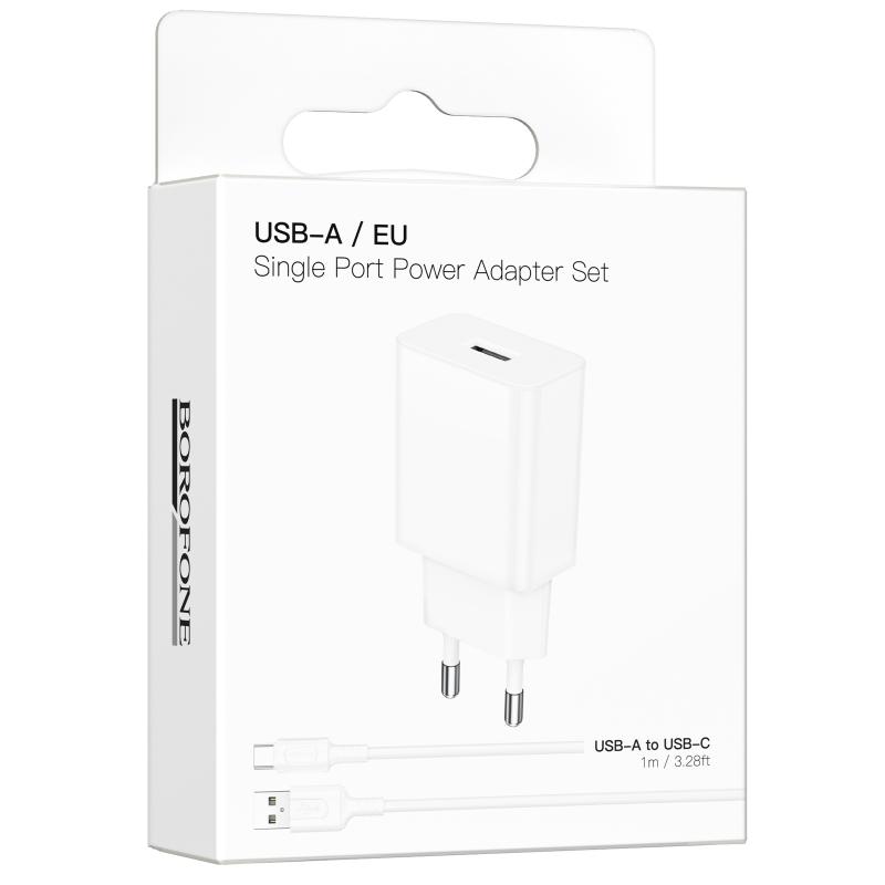 Мережевий зарядний пристрій Borofone BA110A Lemi 7.5W (1USB-A) + кабель USB to Type-C - Зображення 2
