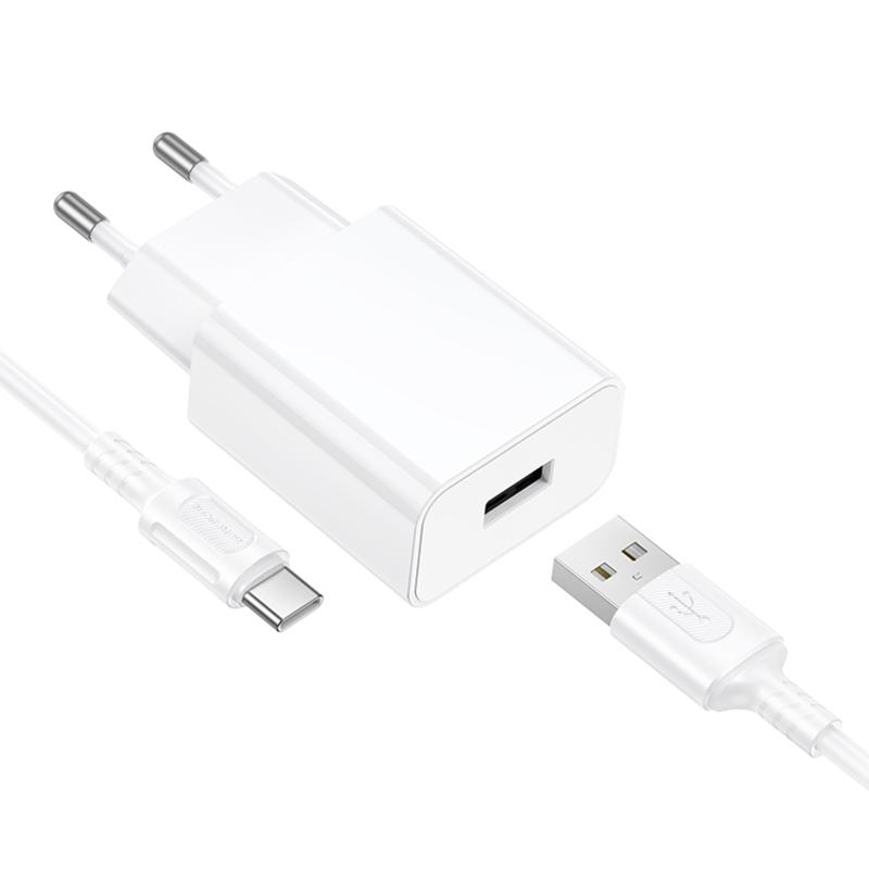 Мережевий зарядний пристрій Borofone BA110A Lemi 7.5W (1USB-A) + кабель USB to Type-C - Зображення 3
