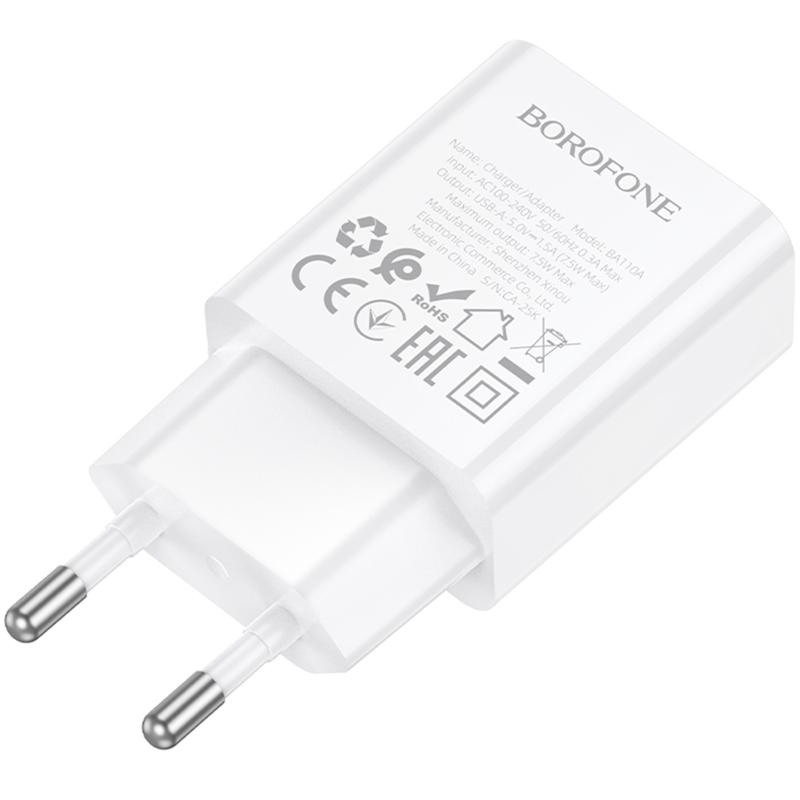 Мережевий зарядний пристрій Borofone BA110A Lemi 7.5W (1USB-A) - Зображення 3