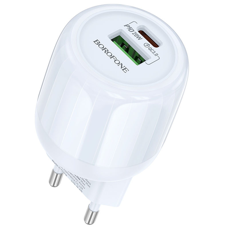 Мережевий зарядний пристрій Borofone BA93A Lustrous PD20W+QC3.0 (1USB-A/1C)
