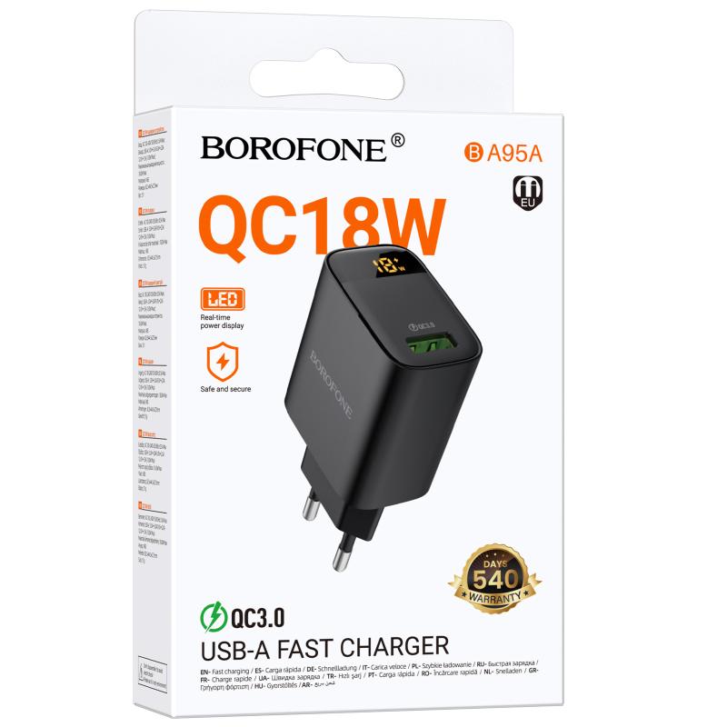 Мережевий зарядний пристрій Borofone BA95A Ilustre QC3.0 18W (1USB-A) - Зображення 2