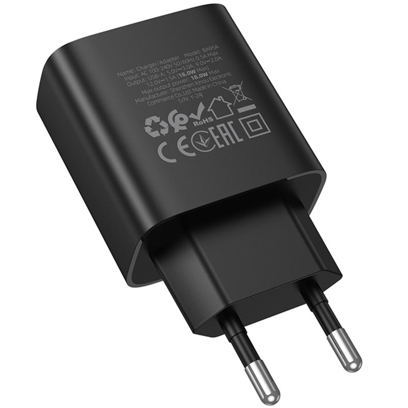 Мережевий зарядний пристрій Borofone BA95A Ilustre QC3.0 18W (1USB-A) - Зображення 3