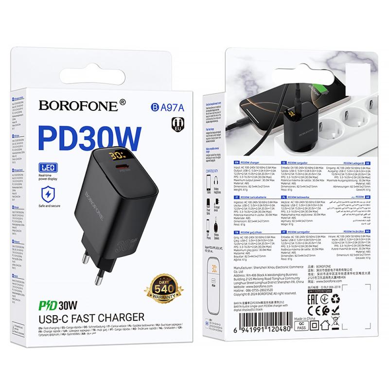 Мережевий зарядний пристрій Borofone BA97A PD30W (1USB-C) - Зображення 2