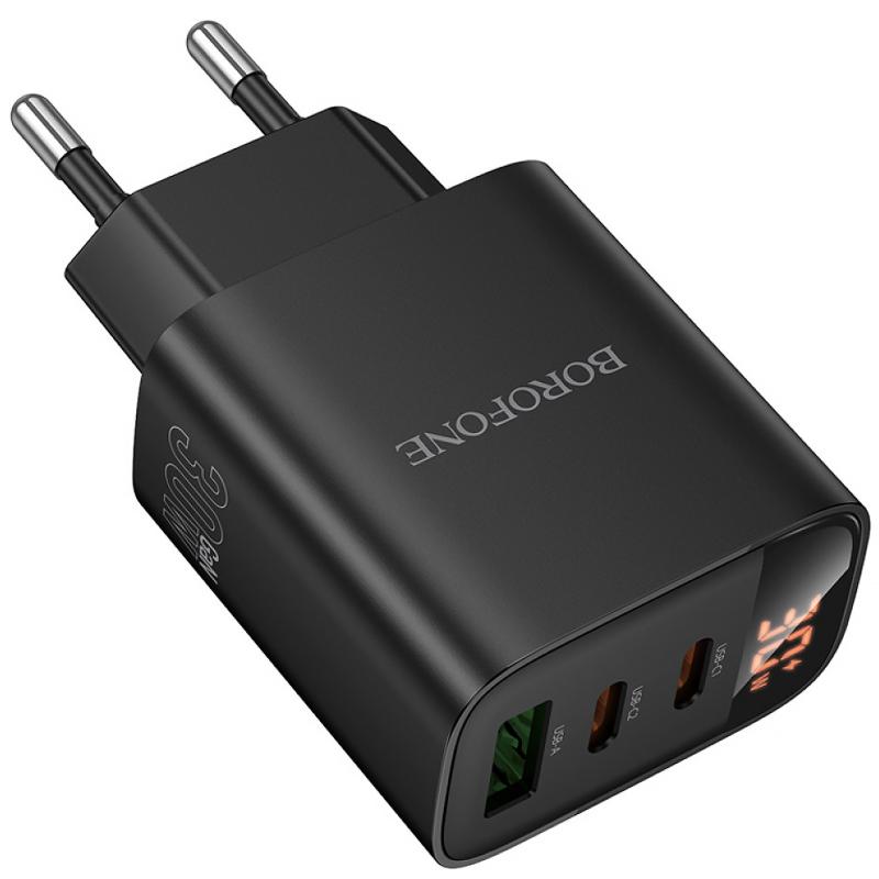 Мережевий зарядний пристрій Borofone BA98A Ilustre with digital display PD30W (1USB-A/2C) - Зображення 4