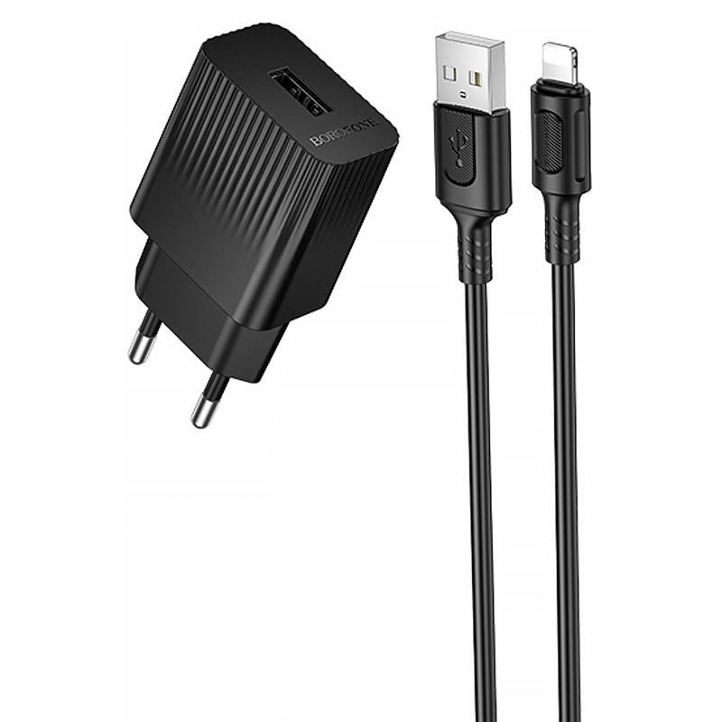 Мережевий зарядний пристрій Borofone BAS71A Source 10.5W (1USB-A) + кабель USB to Lightning