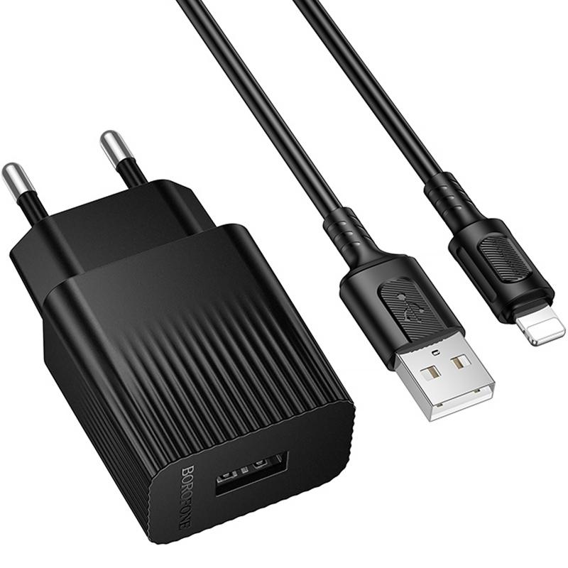 Мережевий зарядний пристрій Borofone BAS71A Source 10.5W (1USB-A) + кабель USB to Lightning - Зображення 2