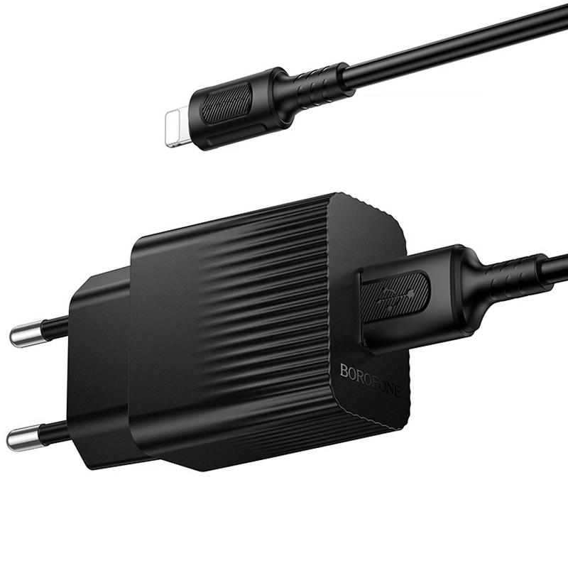 Мережевий зарядний пристрій Borofone BAS71A Source 10.5W (1USB-A) + кабель USB to Lightning - Зображення 3