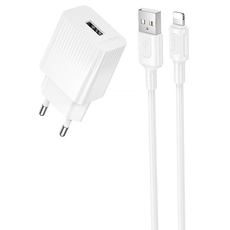 Мережевий зарядний пристрій Borofone BAS71A Source 10.5W (1USB-A) + кабель USB to Lightning