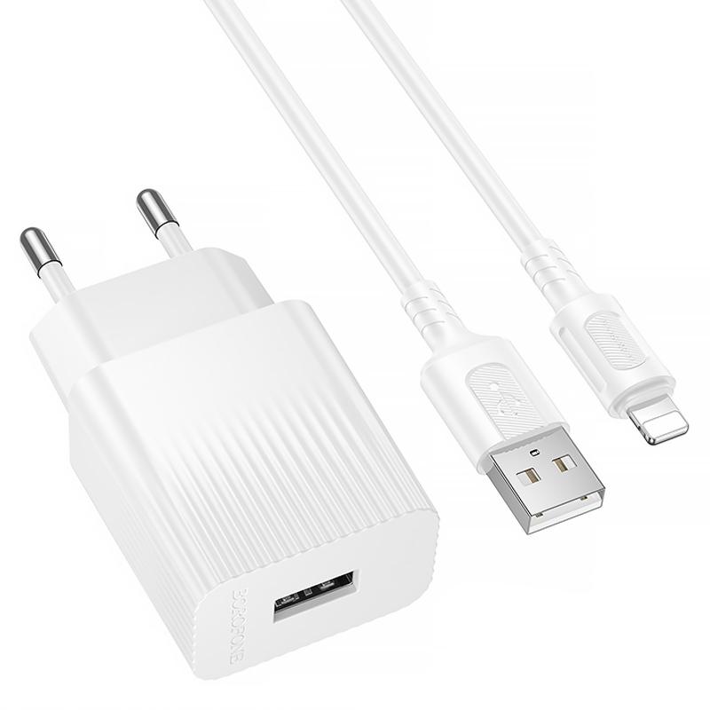 Мережевий зарядний пристрій Borofone BAS71A Source 10.5W (1USB-A) + кабель USB to Lightning - Зображення 2