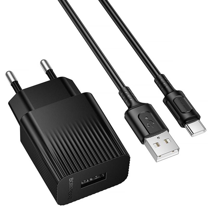 Мережевий зарядний пристрій Borofone BAS71A Source 10.5W (1USB-A) + кабель USB to Type-C - Зображення 2