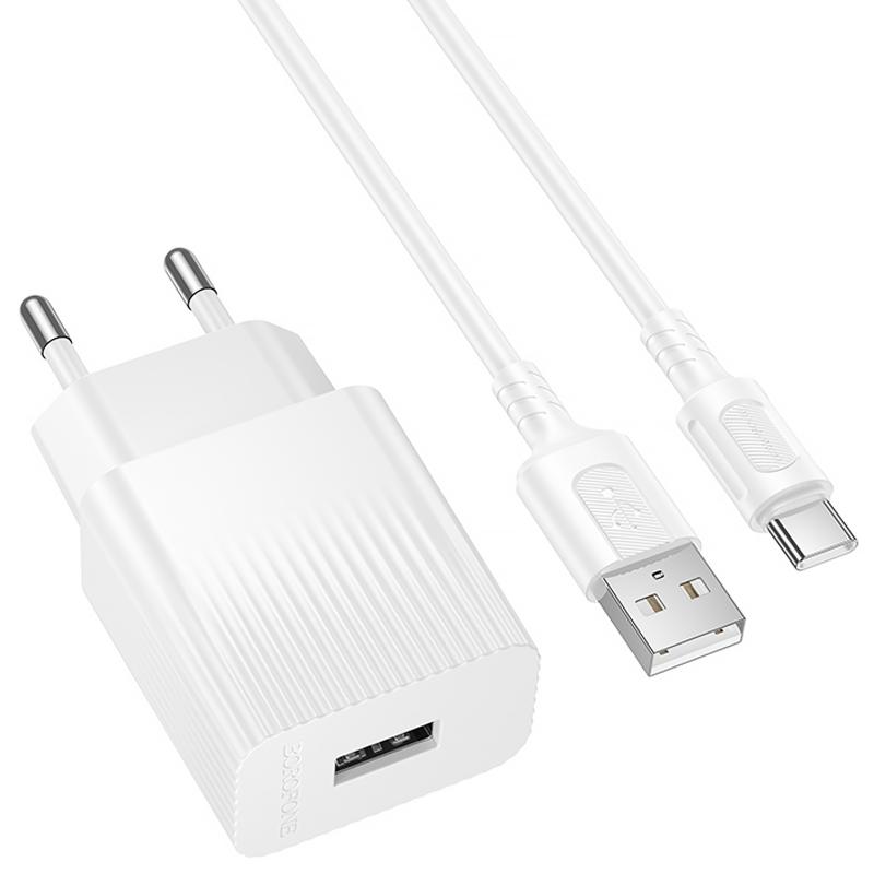 Мережевий зарядний пристрій Borofone BAS71A Source 10.5W (1USB-A) + кабель USB to Type-C - Зображення 2