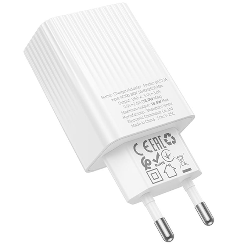 Мережевий зарядний пристрій Borofone BAS72A Source QC3.0 18W (1USB-A) - Зображення 3