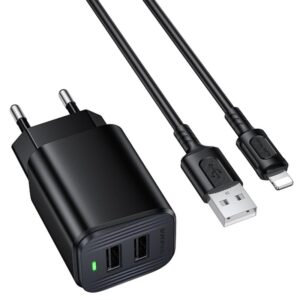 Мережевий зарядний пристрій Borofone BAS81A Star 10.5W (2USB-A) + кабель USB to Lightning