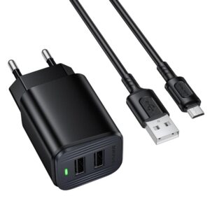 Мережевий зарядний пристрій Borofone BAS81A Star 10.5W (2USB-A) + кабель USB to MicroUSB