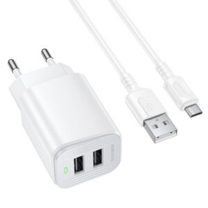Мережевий зарядний пристрій Borofone BAS81A Star 10.5W (2USB-A) + кабель USB to MicroUSB