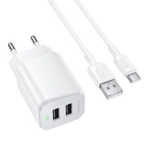 Мережевий зарядний пристрій Borofone BAS81A Star 10.5W (2USB-A) + кабель USB to Type-C
