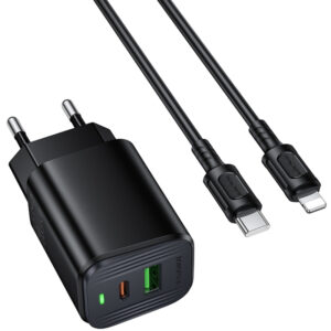 Мережевий зарядний пристрій Borofone BAS83A Star PD20W+QC3.0 (1USB-A/1C) + кабель Type-C to Lightning