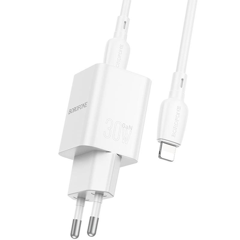 Мережевий зарядний пристрій Borofone BN14 Royal PD30W+QC3.0 (1USB-A/1C) + кабель Type-C to Lightning - Зображення 3