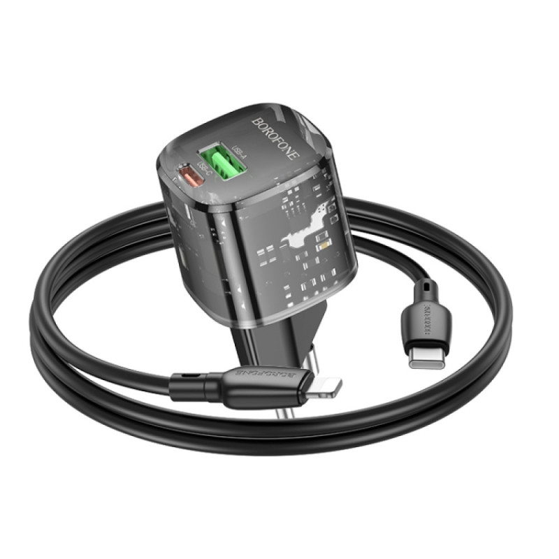 Мережевий зарядний пристрій Borofone BN17 Sunlight PD20W+QC3.0 (1USB-A/1C) + кабель Type-C to Lightning - Зображення 5