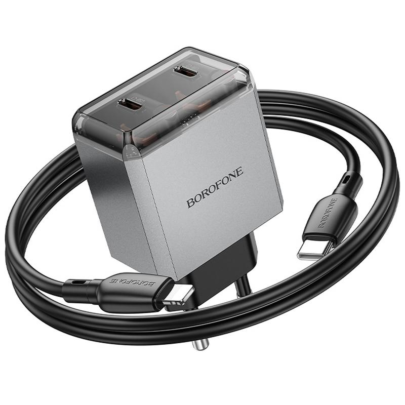 Мережевий зарядний пристрій Borofone BN21 Lena PD40W+QC3.0 (2USB-C) + кабель Type-C to Lightning - Зображення 6