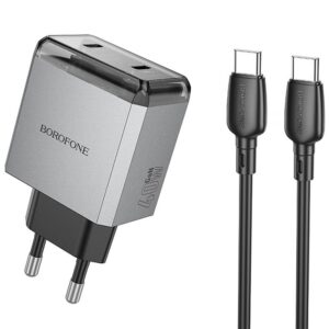 Мережевий зарядний пристрій Borofone BN21 Lena PD40W+QC3.0 (2USB-C) + кабель Type-C to Type-C