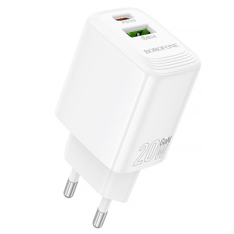 Мережевий зарядний пристрій Borofone BN27 Fuente PD20W+QC3.0 (1USB-A/1C)