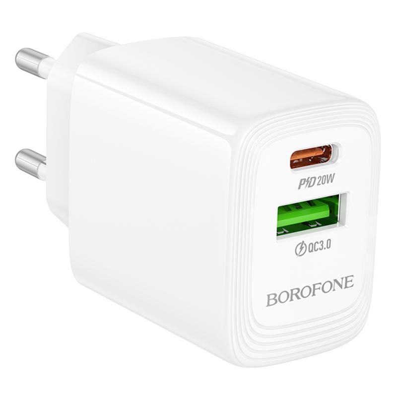 Мережевий зарядний пристрій Borofone BN27 Fuente PD20W+QC3.0 (1USB-A/1C) - Зображення 4