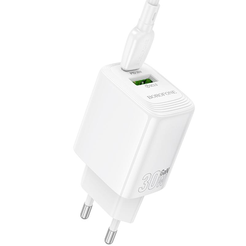 Мережевий зарядний пристрій Borofone BN29 Fuente PD30W+QC3.0 (1USB-A/1C) - Зображення 3