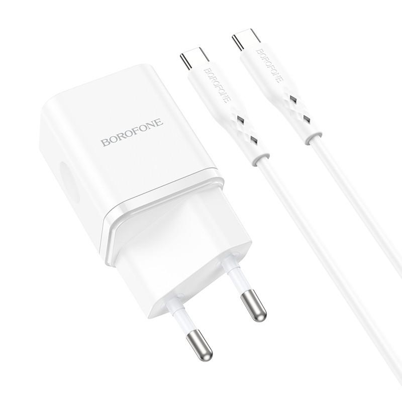 Мережевий зарядний пристрій Borofone BN7 PD20W+QC3.0 (1USB-A/1C) + кабель Type-C to Type-C - Зображення 4