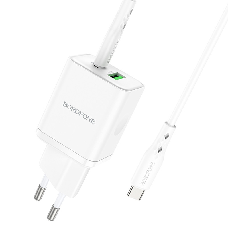 Мережевий зарядний пристрій Borofone BN7 PD20W+QC3.0 (1USB-A/1C) + кабель Type-C to Type-C - Зображення 5