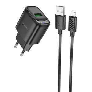 Мережевий зарядний пристрій Hoco C140A Smart QC3.0 18W (1USB-A) + кабель USB to MicroUSB