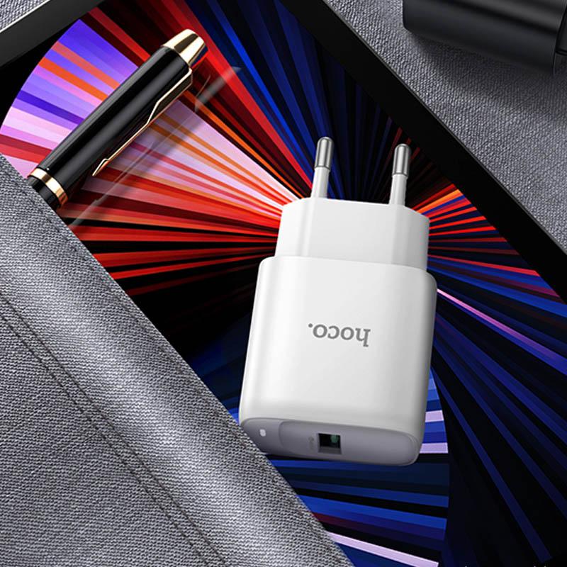 Мережевий зарядний пристрій Hoco C140A Smart QC3.0 18W (1USB-A) + кабель USB to MicroUSB - Зображення 4