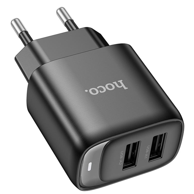 Мережевий зарядний пристрій Hoco C141A Smart 2.1A (2USB-A)