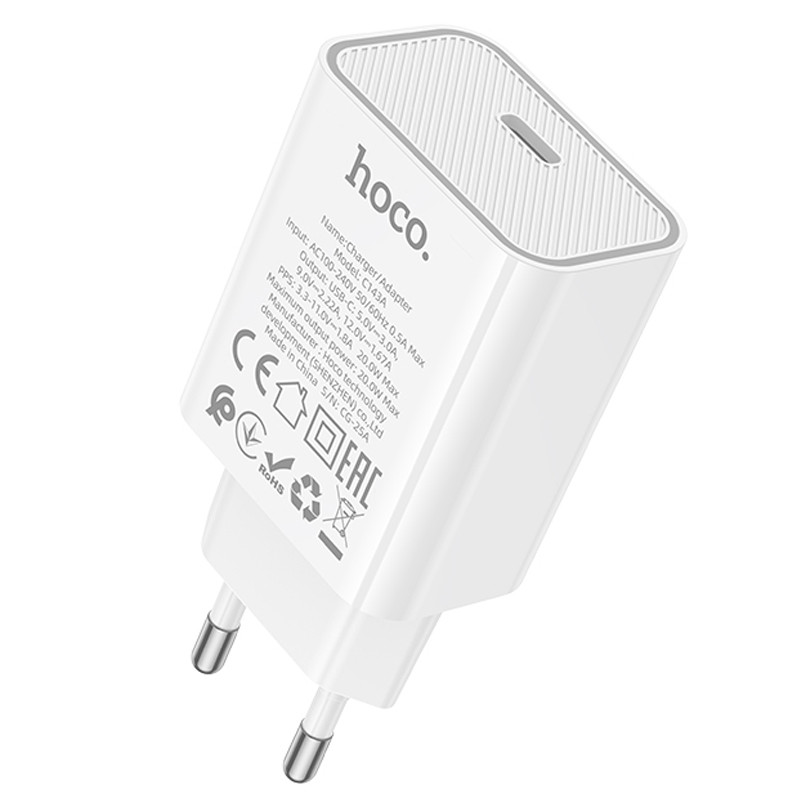 Мережевий зарядний пристрій Hoco C143A Benefit PD20W (1USB-C) - Зображення 4