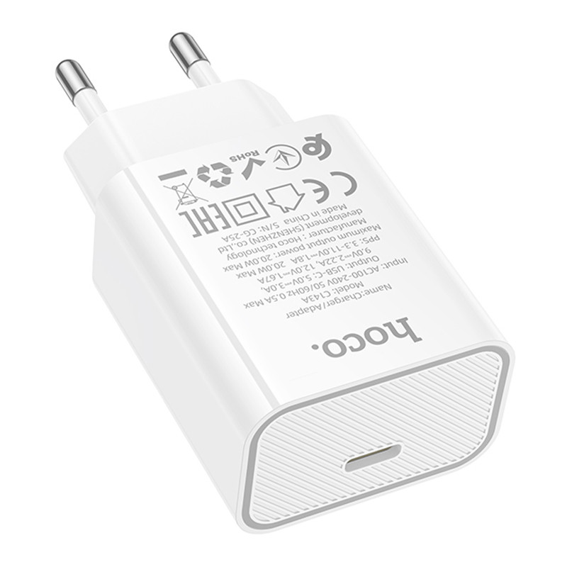 Мережевий зарядний пристрій Hoco C143A Benefit PD20W (1USB-C) - Зображення 6