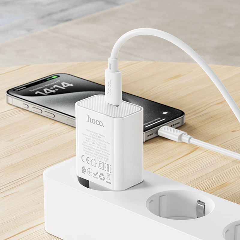 Мережевий зарядний пристрій Hoco C143A Benefit PD20W (1USB-C) - Зображення 8