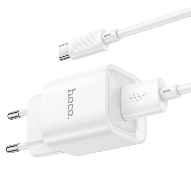 Мережевий зарядний пристрій Hoco C145A Charm QC3.0 18W (1USB-A) + кабель USB to Type-C - Зображення 5