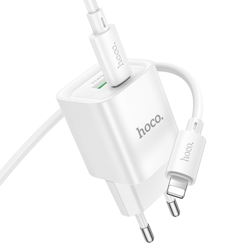 Мережевий зарядний пристрій Hoco C147A PD20W+QC3.0 (1USB-A/1C) + кабель Type-C to Lightning - Зображення 5