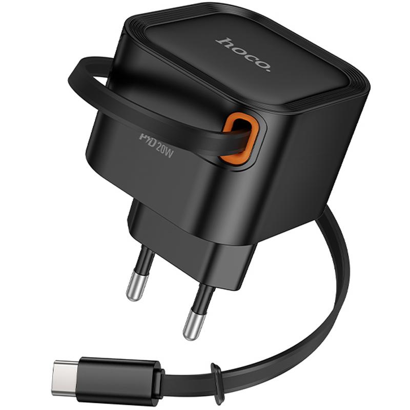 Мережевий зарядний пристрій Hoco C153A Changer With Retractable Cable Type-C PD20W - Зображення 3