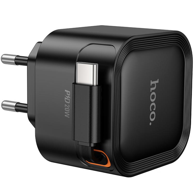 Мережевий зарядний пристрій Hoco C153A Changer With Retractable Cable Type-C PD20W - Зображення 4