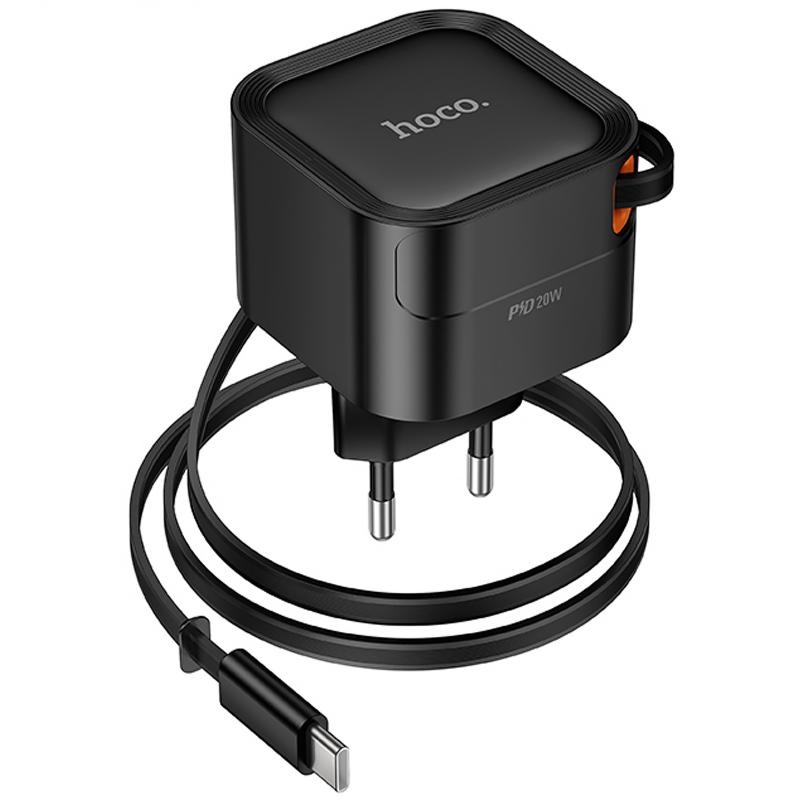 Мережевий зарядний пристрій Hoco C153A Changer With Retractable Cable Type-C PD20W - Зображення 6