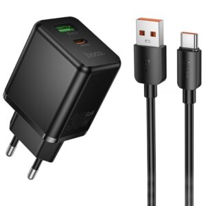 Мережевий зарядний пристрій Hoco C157A Smart PD30W+QC3.0 (1USB-A/1C) + кабель USB to Type-C