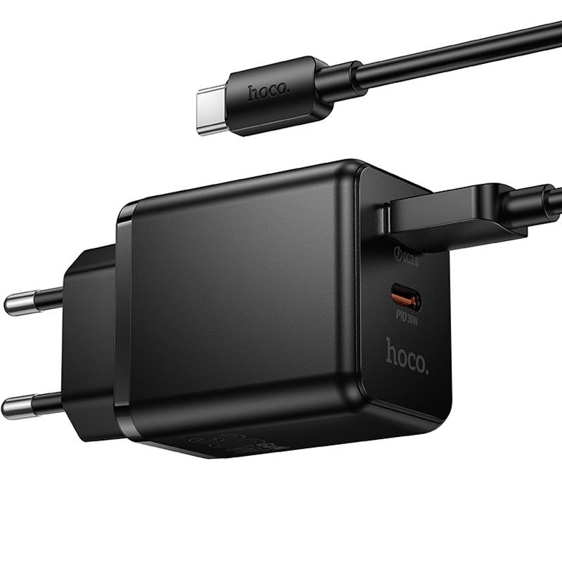 Мережевий зарядний пристрій Hoco C157A Smart PD30W+QC3.0 (1USB-A/1C) + кабель USB to Type-C - Зображення 6