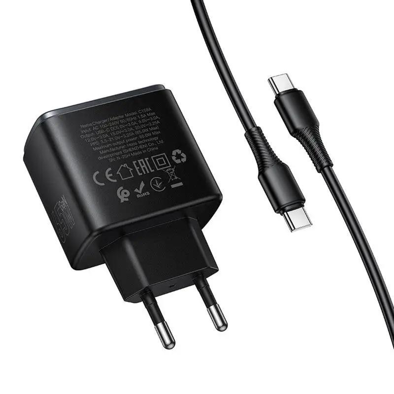 Мережевий зарядний пристрій Hoco C159A Upgrade PD65W (1USB-C) + кабель Type-C to Type-C - Зображення 2