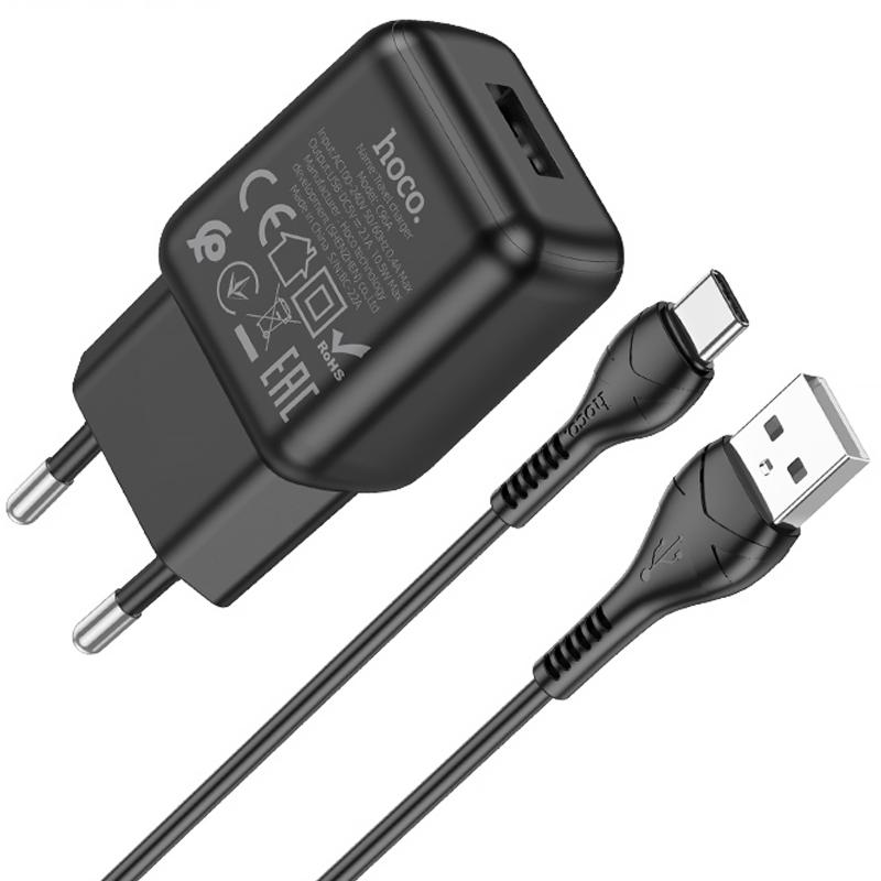 Мережевий зарядний пристрій Hoco C96A 2.1A (1USB-A) + кабель USB to Type-C - Зображення 2