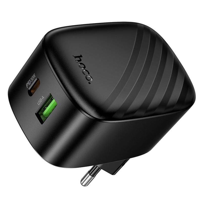 Мережевий зарядний пристрій Hoco CS102A Folding PD30W+QC3.0 (1USB-A/1C) - Зображення 6