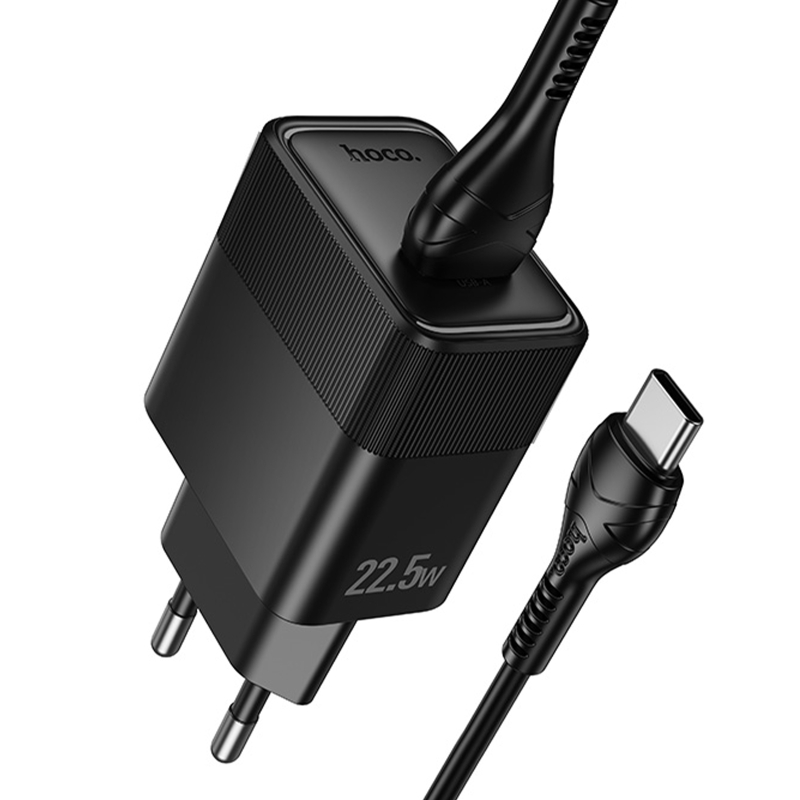 Мережевий зарядний пристрій Hoco CS111A Lounge QC3.0 22.5W (1USB-A) + кабель USB to Type-C - Зображення 3