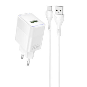 Мережевий зарядний пристрій Hoco CS111A Lounge QC3.0 22.5W (1USB-A) + кабель USB to Type-C