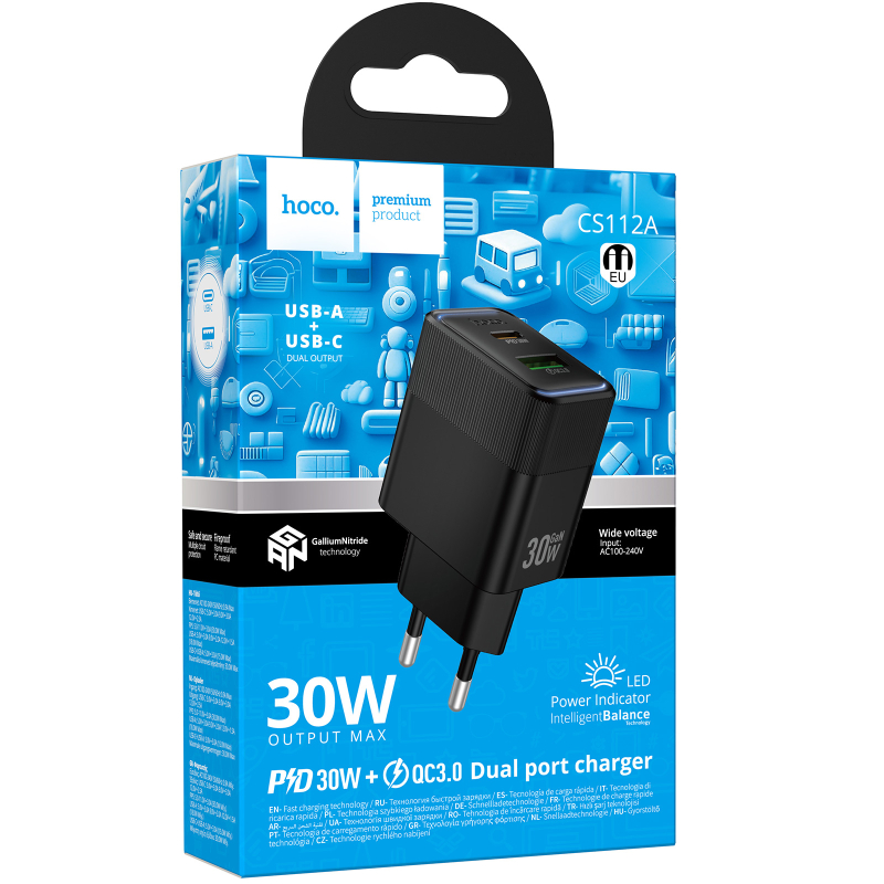 Мережевий зарядний пристрій Hoco CS112A Lounge PD30W+QC3.0 (1USB-A/1C) - Зображення 2